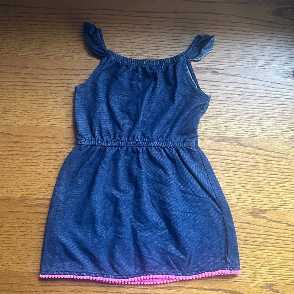 ❤️🆕 THE CHILDREN’S PLACE Navy Blue Kids Dress with Pink Embroidery 3T - Picture 5 of 5